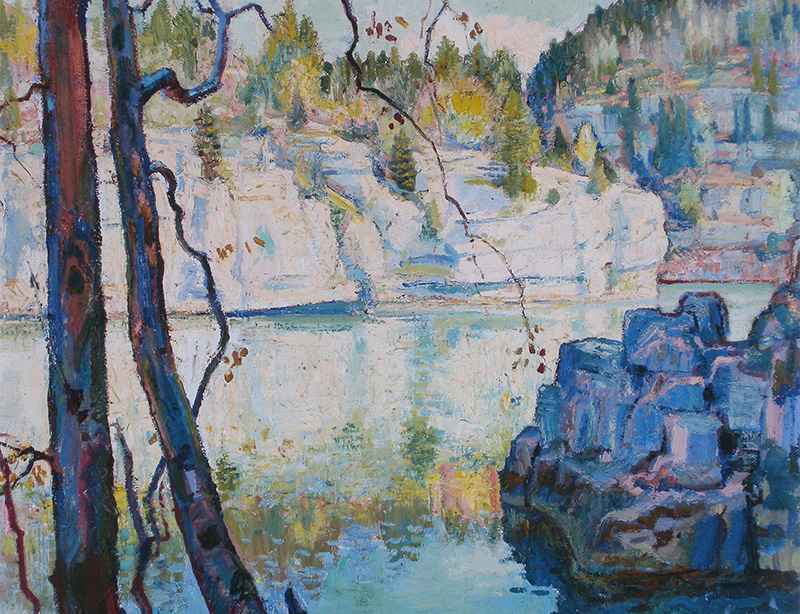 Charles L’Eplattenier (1874 – 1946) Le Doubs, premier printemps (Le mai sur la roche de l’Echo),1943 (Collection Musée d’art et d’histoire Neuchâtel)